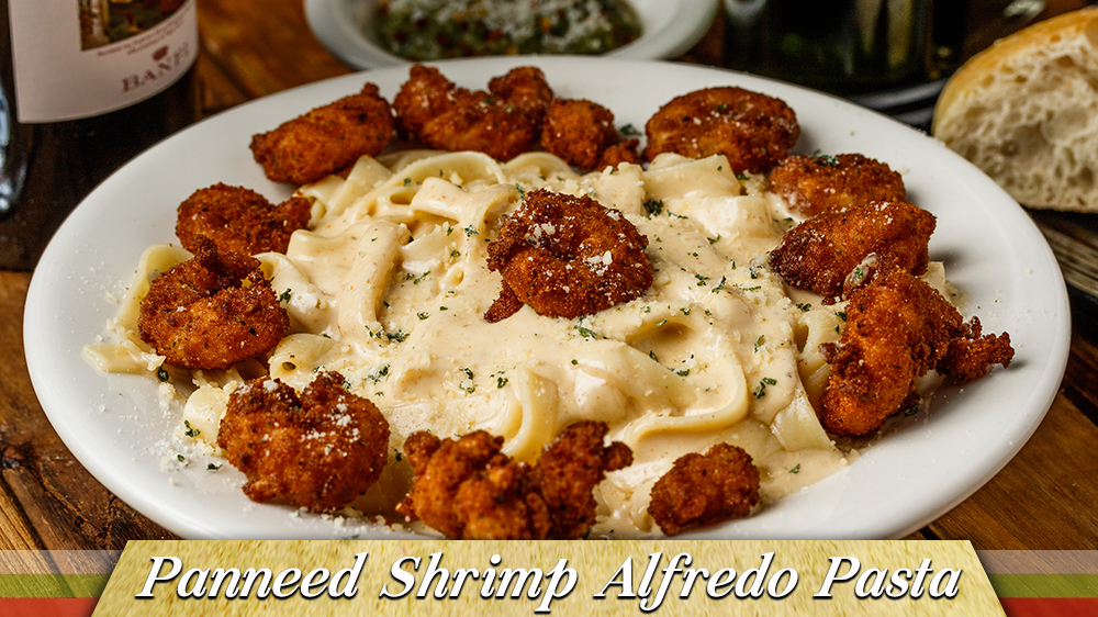 Panneed Shrimp Alfredo Pasta Gulfport